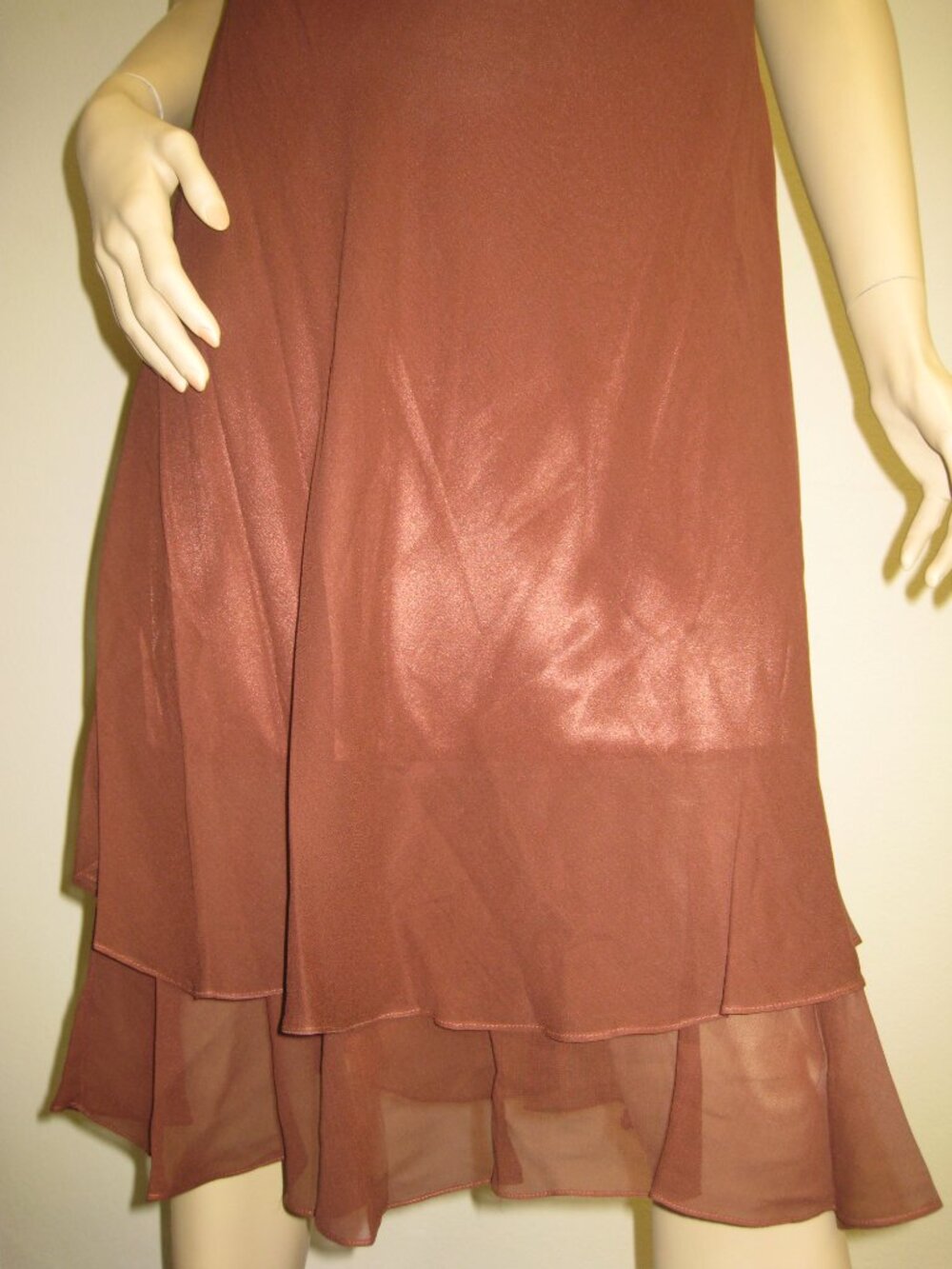 Sue Wong Dress Y2K Sexy Beaded 48 Cocktail Brown Chocolate Midi SILK Copper New - Picture 6 of 16